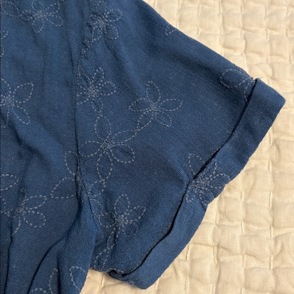 Cloth & Stone Blue Floral embroidered Button Down Shirt - Picture 4 of 10